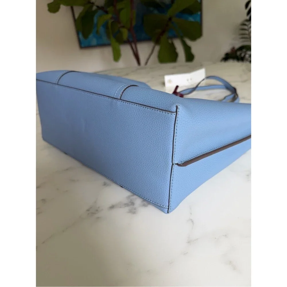 NWT Tory Burch Perry Triple Compartment Tote Bag Blue Yonder Leather